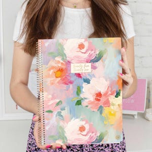 2025-2026 Soft Cover Academic Planner | 8.5&quot; x 11&quot; Weekly & Monthly Organizer | Painted Peonies - Colorful Agenda