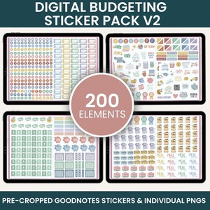 Digital Stickers, Digital Planner Stickers, Goodnotes Stickers, Unique Stickers, BUDGETING STICKERS PACK V2