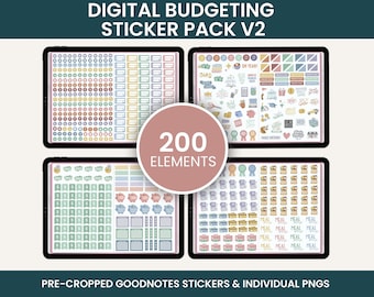 Digital Stickers, Digital Planner Stickers, Goodnotes Stickers, Unique Stickers, BUDGETING STICKERS PACK V2