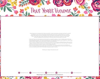 Roczna tablica wizualizacji – do druku w formacie PDF – 8,5" x 11" – natychmiastowe pobranie – wzór w stylu vintage z motywem kwiatowym