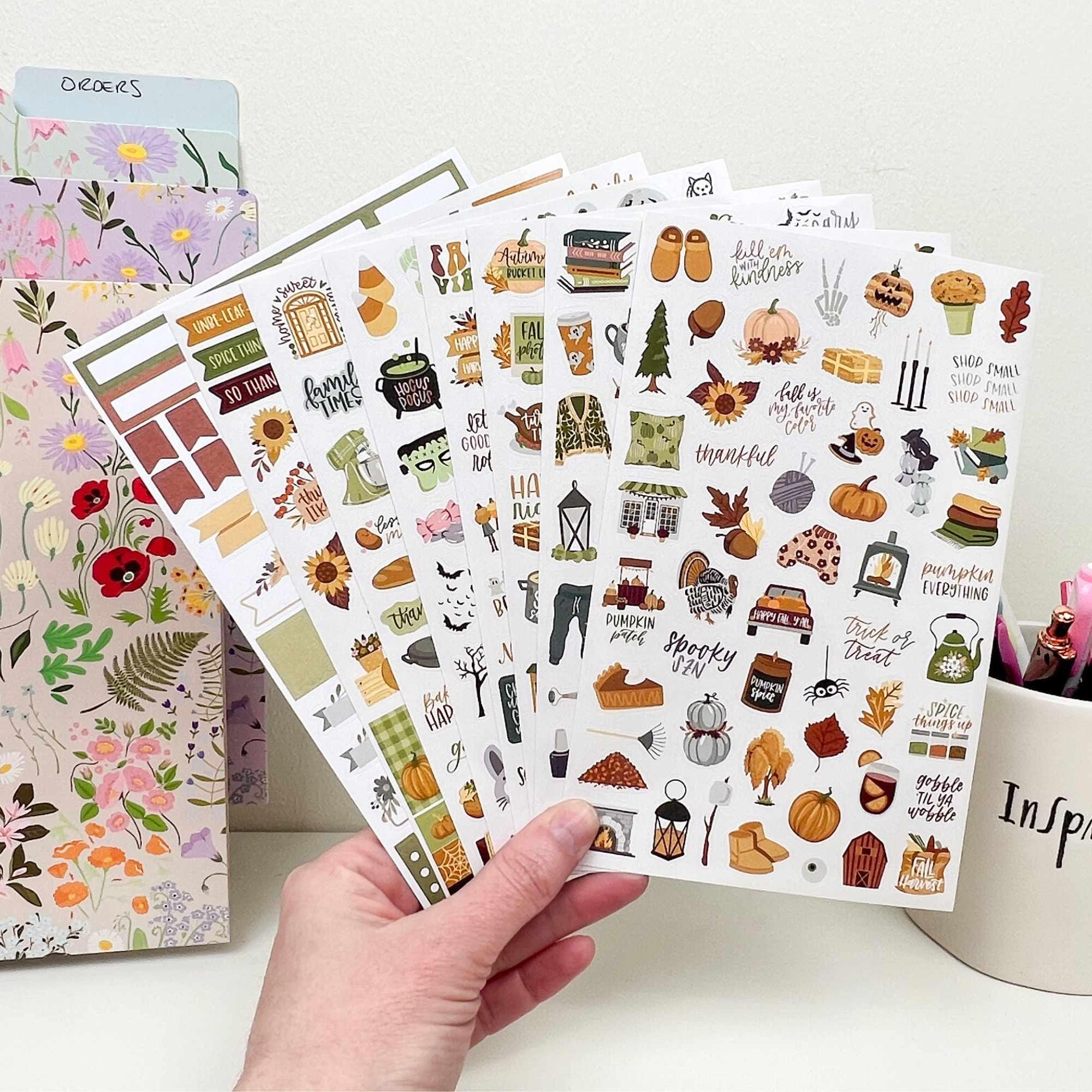 Fall Planner Stickers | Seasonal Autumn Stickers for Journals & Scrapbooks | Cozy and Cute Fall Sticker Pack