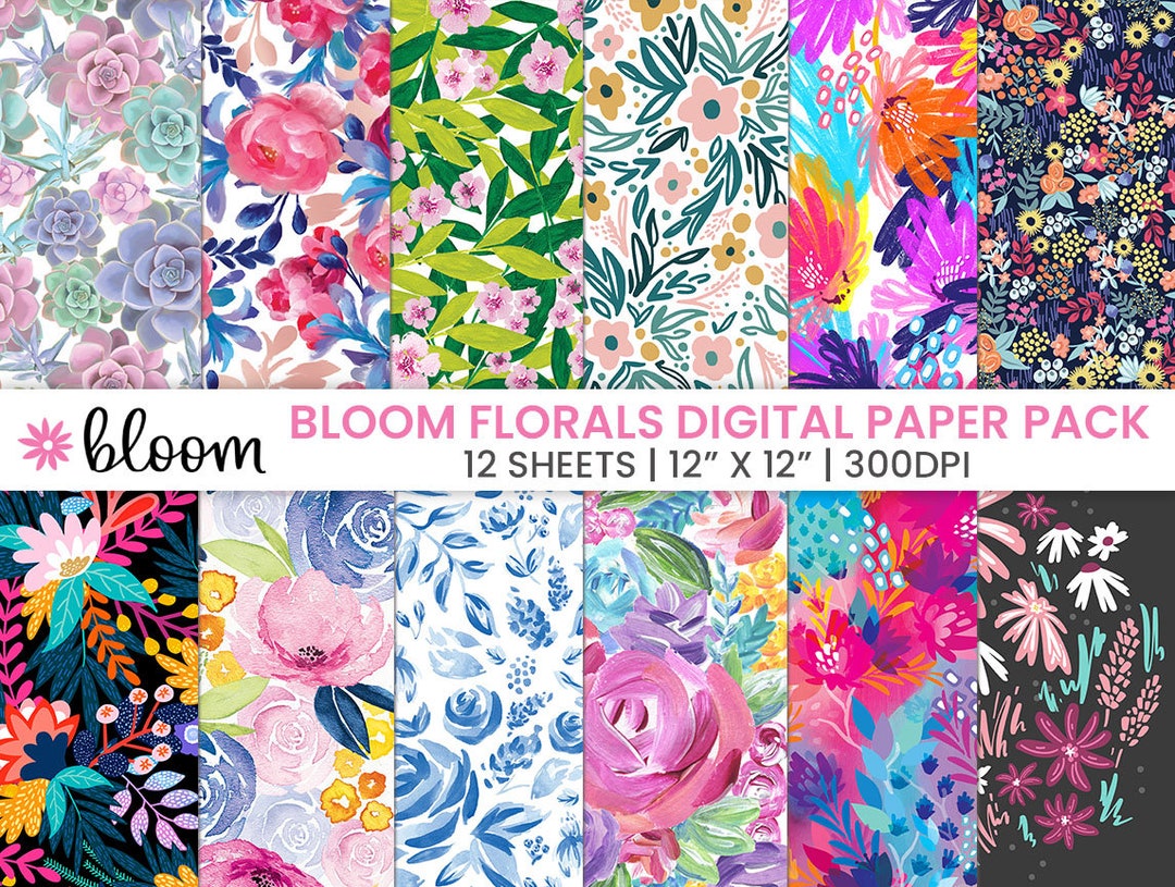 12" X 12" Digital Paper Pack - BLOOM FLORALS - by Bloom Daily Planners ...