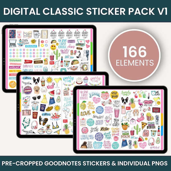 Digital Stickers, Digital Planner Stickers, Goodnotes Stickers, Unique Stickers, CLASSIC STICKERS PACK