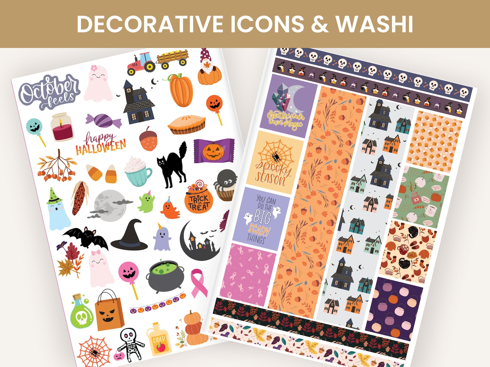 October Stickers, Digital Stickers, Goodnotes Stickers, PNG Stickers ...