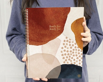 2024-25 Soft Cover Planner, 8.5” x 11”, Earthy Abstract, Blue - Academic Year July 2024 - July 2025 by bloom daily planners