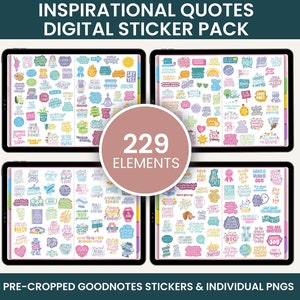 Adesivi digitali, adesivi per planner digitali, adesivi Goodnotes, adesivi unici, PACCHETTO CITAZIONI ISPIRATIVE