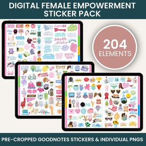 Digitale stickers, Digitale plannerstickers, Goodnotes-stickers, Unieke stickers, FEMALE EMPOWERMENT-PAKKET