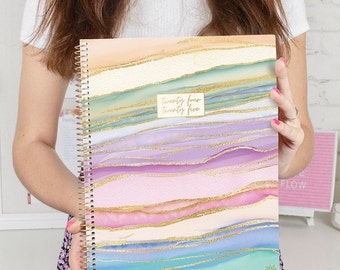 2024-25 Soft Cover Planner, 8.5” x 11”, Watercolor Waves - Academic Year July 2024 - July 2025 by bloom daily planners