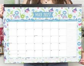 2027 Desk & Wall Calendar, 16" x 21" | Large and Colorful Calendar | Holiday Icons