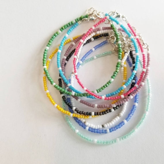 Seed Bead Bracelet Various Colors Beads Boho Friendship | Etsy