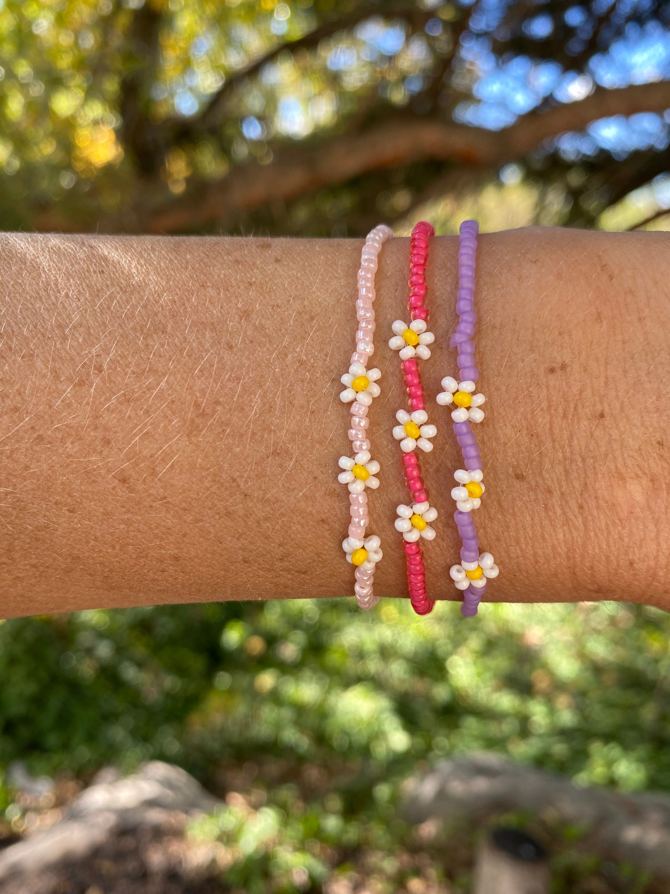NEWJEANS着用 [NIRO] RAINBOW DAISY BEADS BRACELET #61 Sage Mixed Stripe Beaded 10 Strand Stretch Bracelet Set