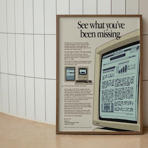 Póster retro vintage de Apple. Impresión digital artística de Apple Mac. Regalo para amantes de Apple. Póster de Apple Mac. Decoración de oficina. Arte mural con el logotipo de Apple. DESCARGAR.