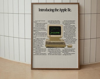 Póster de Apple IIc / Impresión retro vintage de Apple / Arte mural de Mac / Decoración de oficina / Regalo para amantes de Apple / Descarga digital