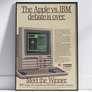 WPC Bridge IBM & Apple IIe Poster | Retro Computing Print | Vintage PC Wall Art | Nostalgic Apple Computer Office Decor | Digital Download