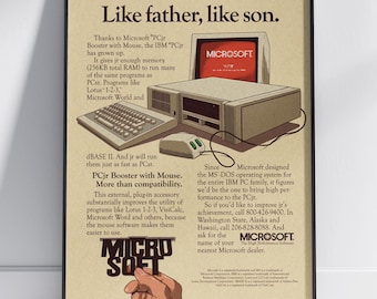 IBM PC Jr-poster | Retro digitale Microsoft-afdruk | Vintage computermuurkunst | Y2K-kantoordecoratie | Nostalgie | Digitale download