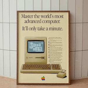 MASTER IT. Vintage Retro Apple Poster Apple Mac Art Digital Prints. Gift for Apple Lover. Apple Mac. Office Decor. Apple Wall Art. DOWNLOAD