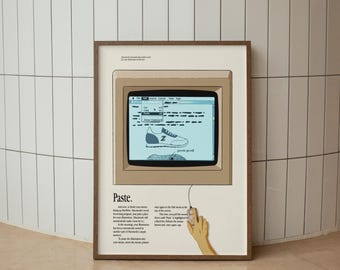 PASTE Apple Ad Poster | Vintage Retro Apple Computer Print | Mac Wall Art | Office Decor | Gift for Apple Lovers | Digital Download