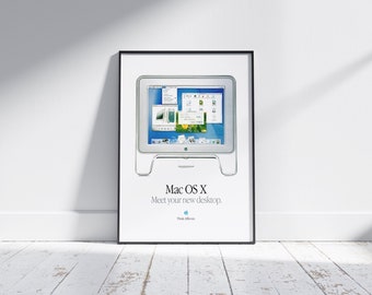 Póster vintage de Apple Mac OS X: Arte tecnológico retro (Descarga digital)