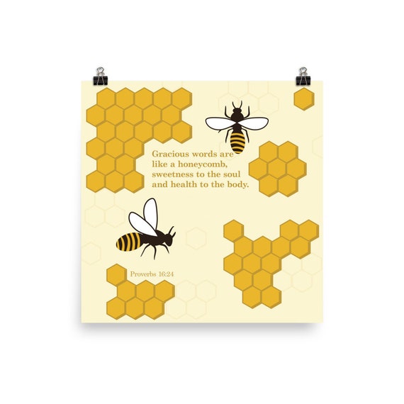 Poster Proverbs 16 24 Bible Verse Bees Honeycomb Proverb Etsy