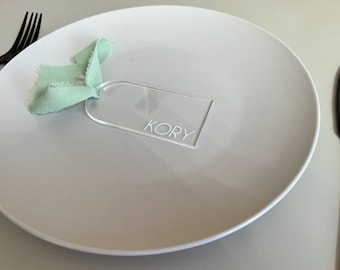 Wedding place card with ribbon| Personalized table decor|Bride and Groom|Party Place card|Personalized seating chart|Wedding name place card