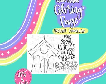 Christian Coloring Page | Digital Download | Hand Drawn Illustration | Bible Verse | Growth Group Activity | Coloring shirt design