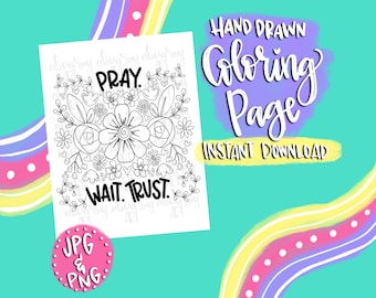 Christian Coloring Page | Digital Download | Hand Drawn Illustration | Adult Coloring | Proverbs 16:24 | Bible School | Group Activity