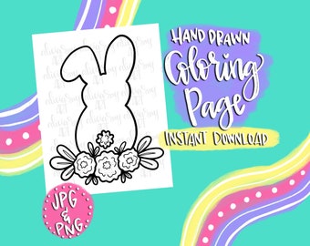 Easter Coloring Page | Digital Download | Hand Drawn Coloring Page | Bunny Color Design | Group Activity | Coloring shirt design