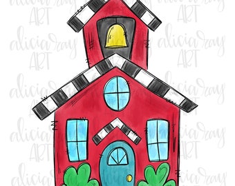 School House Sublimation PNG Design | School Teacher | Hand Drawn Digital Download | Printable Artwork | Digital Art | Back To School