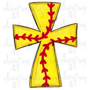 Softball Sublimation Design | Handgezeichnet | Christian Softball Sublimation PNG Design | Digitale Datei Download | Sport | Schulteam | Kreuz