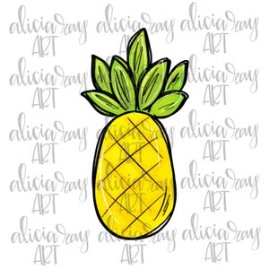 Cute Summer Pineapple PNG Sublimation Design / Summer Design / Disegnato a mano / Download digitale / Arte digitale stampabile