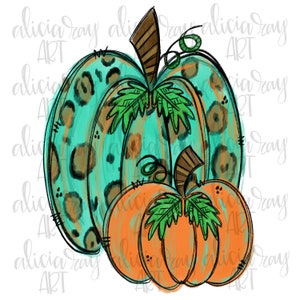 Pumpkin Sublimation Design | Hand Drawn | Leopard Pumpkin Sublimation PNG Design | Digital Download | Digital Art | Fall Design