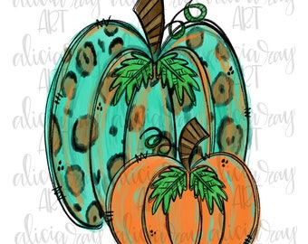 conception de sublimation de citrouille | | dessinée à la main Leopard Pumpkin Sublimation PNG Design | | de téléchargement numérique | d’art numérique Conception d’automne