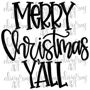 Christmas Sublimation Design | Hand Drawn | PNG Digital Download | Digital Art | Merry Christmas Y&#39;all | Hand Lettered