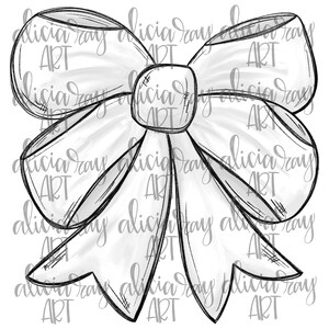 May include: A black and white line drawing of a large bow with a centre loop. The bow is drawn in a simple, stylised manner.