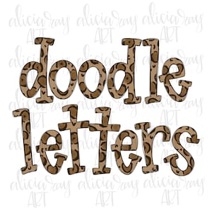 Leopard Doodle Letters Alphabet | Hand Drawn Alpha Pack Digital Download | Printable Art | Girl Font | Animal Print Font | Cheetah