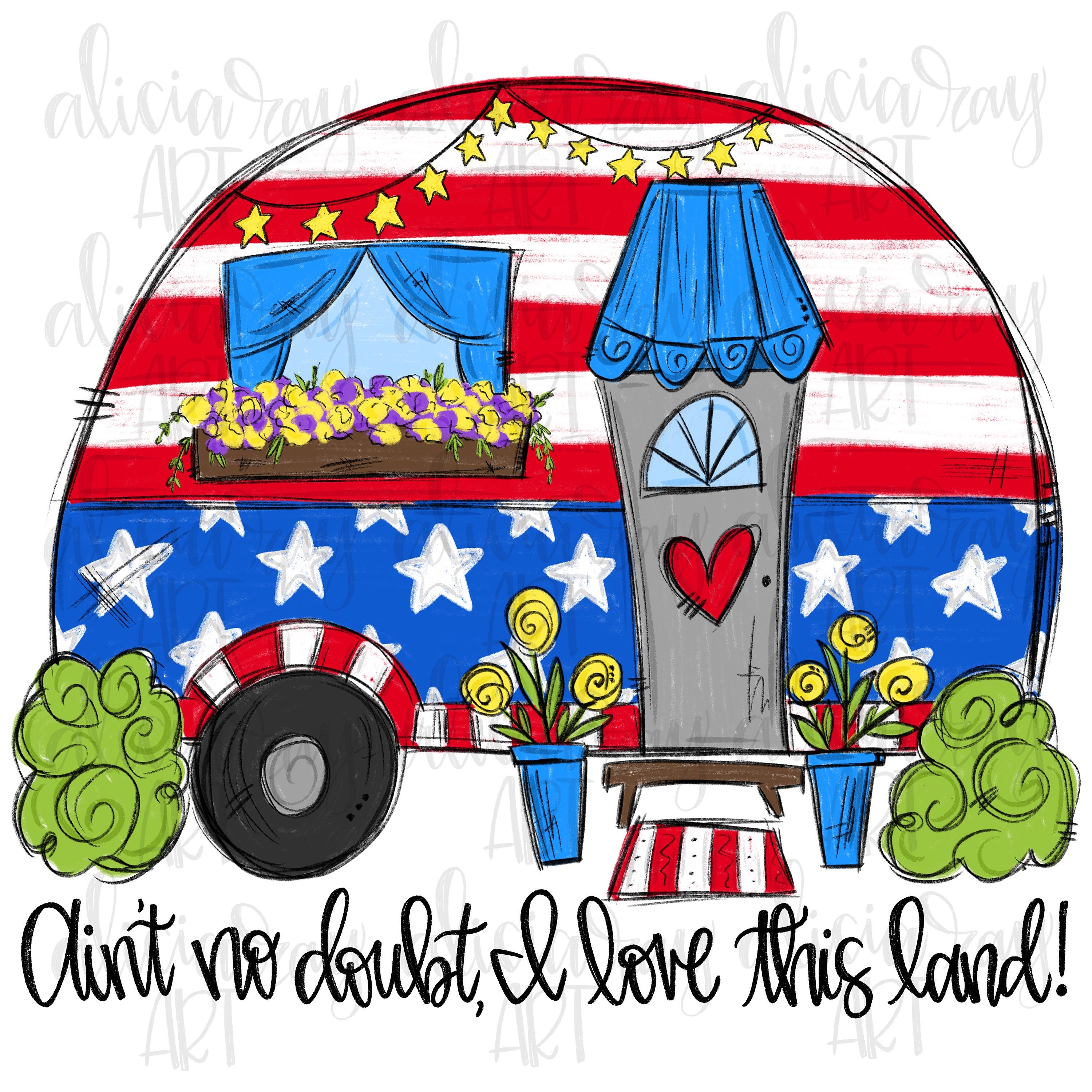 Patriotic Camper Sublimation Design 