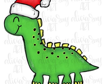 Christmas Sublimation Design | Hand Drawn | PNG Digital Download | Digital Art | Dinosaur | Dino | Boy Design