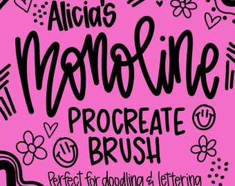 Monoline Procreate Brush | smooth lettering brush for procreate | instant download | doodling procreate brush