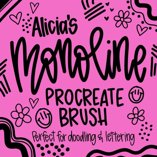 Monoline Procreate Brush | smooth lettering brush for procreate | instant download | doodling procreate brush