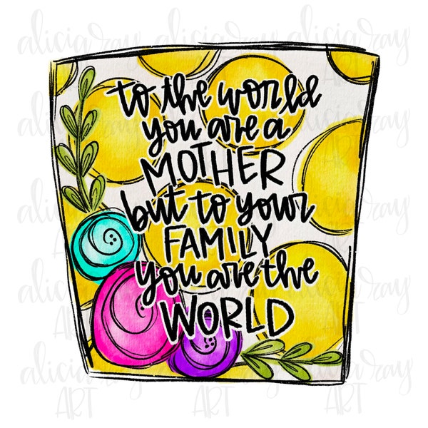 Mother's Day Watercolor Sublimation Design | Hand Drawn PNG Design | Digital File Download | Towel Design | Pillow | Mug | mom | mama