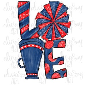 Cheer Sublimation Design | Cheer Mom | Hand Drawn Sublimation PNG | Digital Download | Digital Art | Cheerleader design navy red