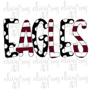 Eagles PNG Sublimation Design | Maroon and black School Spirit Design | Hand Drawn | PNG | Digital Download | Printable | Digital Art