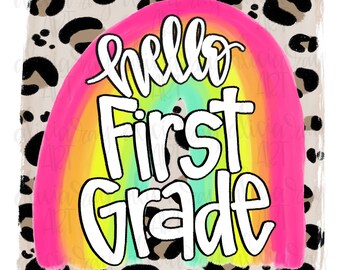 Back To School Sublimation PNG | Hand Drawn Digital Download | Printable Art | Back to school | Classroom Printable | Rainbow | Leopard
