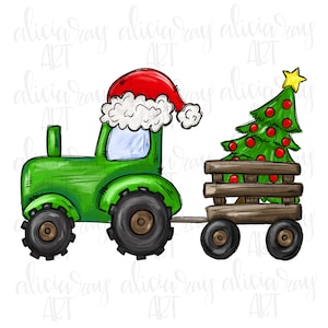 Christmas Sublimation Design | Hand Drawn | PNG Digital Download | Digital Art | Tractor | Boy Design | Farm