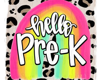 Back To School Sublimation PNG | Hand Drawn Digital Download | Printable Art | Back to school | Classroom Printable | Rainbow | Leopard
