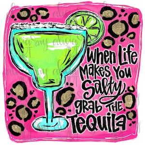 Summer Margarita PNG Design | Hand Drawn PNG Design | Digital File Download | Tumbler Design | Shirt Design | Tequila | Leopard | funny