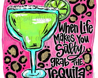 Design PNG Margarita estiva / Design PNG disegnato a mano / Download di file digitali / Design bicchiere / Design maglietta / Tequila / Leopardo / divertente