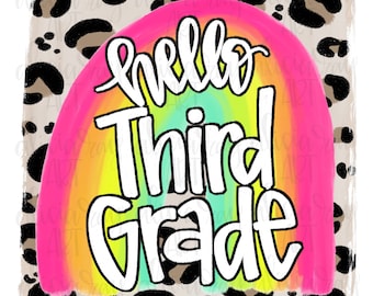 Back To School Sublimation PNG | Hand Drawn Digital Download | Printable Art | Back to school | Classroom Printable | Rainbow | Leopard