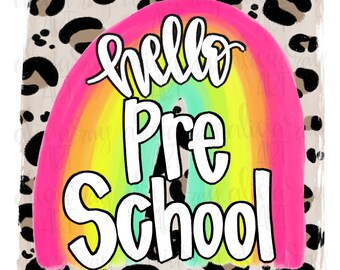 Back To School Sublimation PNG | Hand Drawn Digital Download | Printable Art | Back to school | Classroom Printable | Rainbow | Leopard