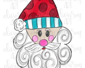 Christmas Sublimation Design | Hand Drawn | PNG Digital Download | Digital Art | Santa Claus | Whimsical Santa